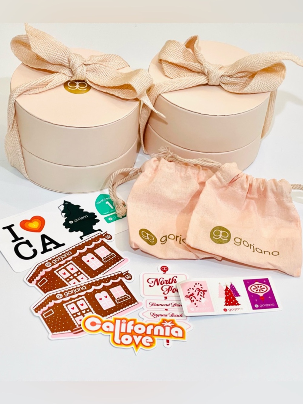 Gorjana 2 Gift Boxes/Bags Bundle w/Stickers NWOT